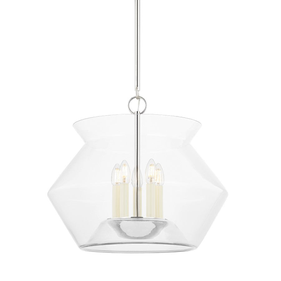 Hudson Valley Edmonton 5 Light Lantern, Polished Nickel/Clear Glass - 8121-PN