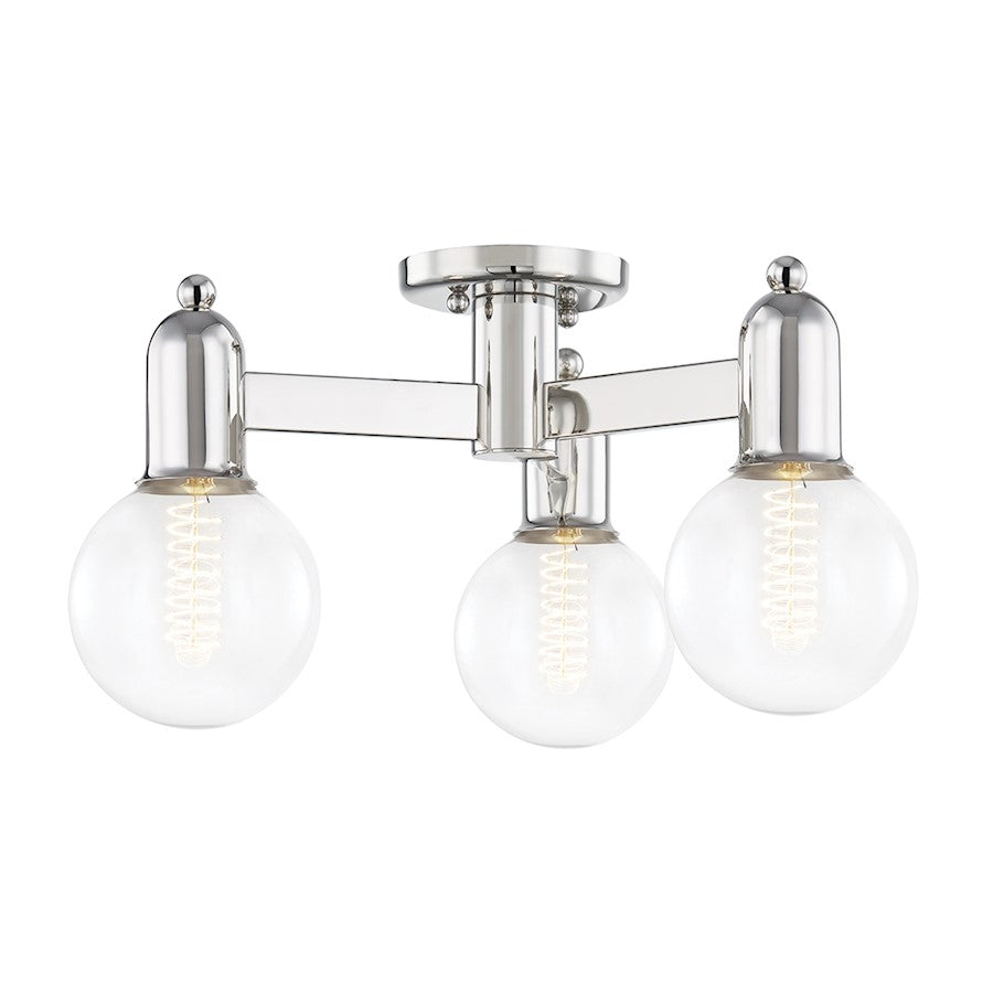 Mitzi Bryce 3 Light Semi Flush Mount, Polished Nickel - H419603-PN