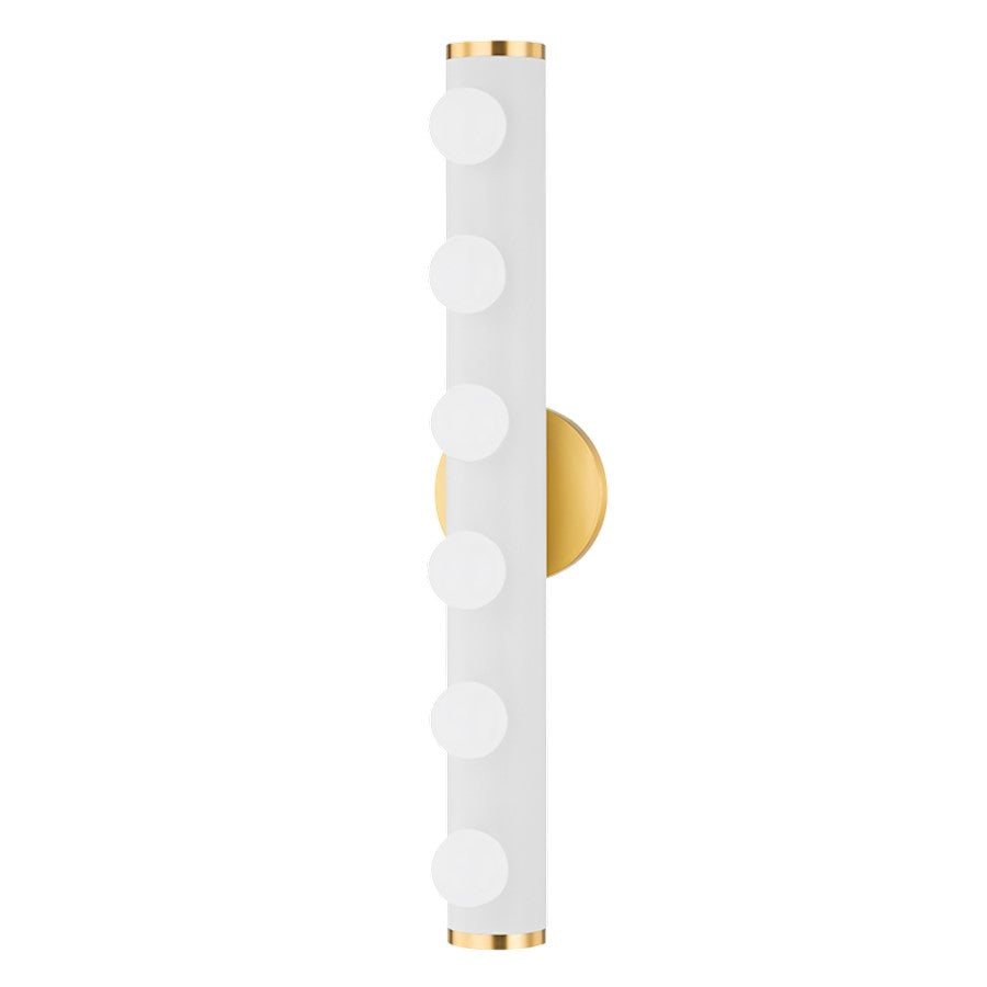 Mitzi Penny 6 Light Bath Vanity, Aged Brass/Textured White - H631306-AGB-TWH