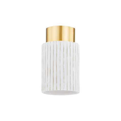 Mitzi Corissa 1 Light Flush Mount, Brass/Ceramic Bisque/White - H830501-AGB-CWB