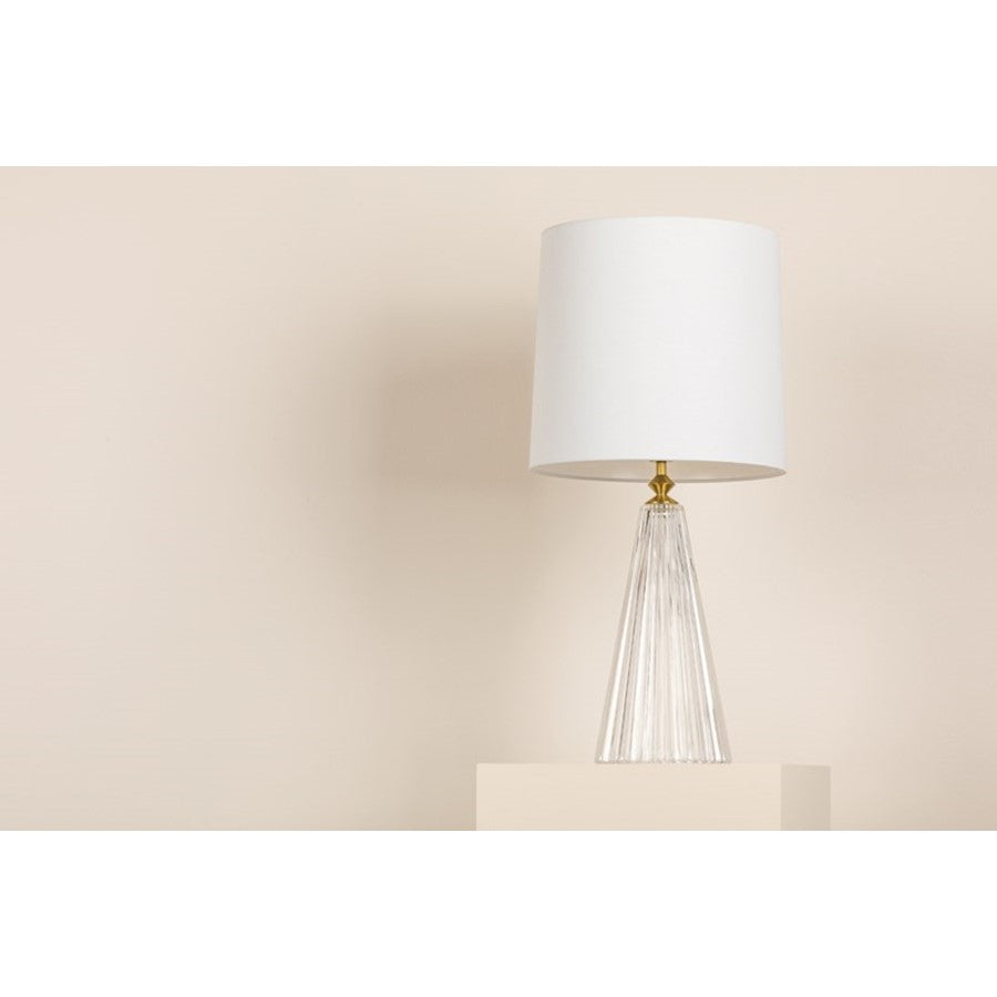 Christie Table Lamp, Aged Brass/White