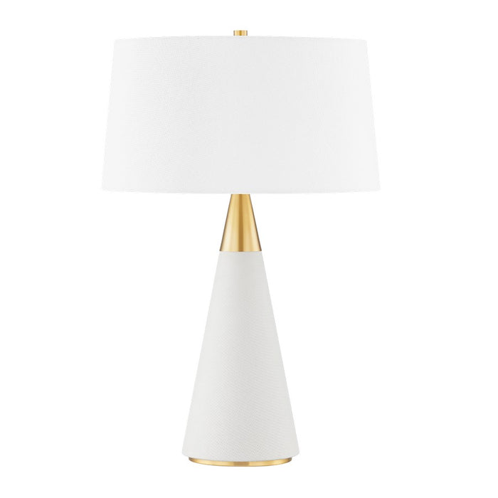 Mitzi Jen 1 Light Table Lamp, Aged Brass/Cream Linen/White - HL819201-AGB-CL