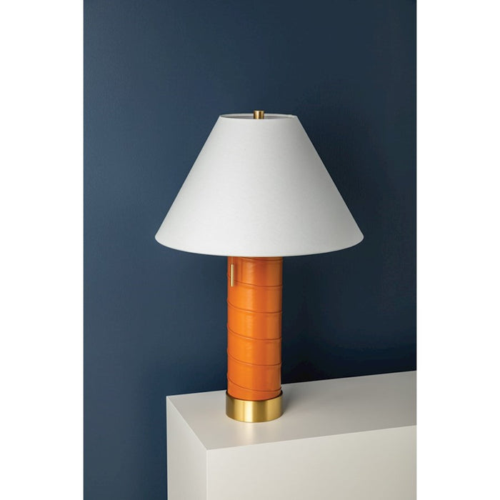 Hudson Valley Norwalk 1 Light Table Lamp, Aged Brass/White