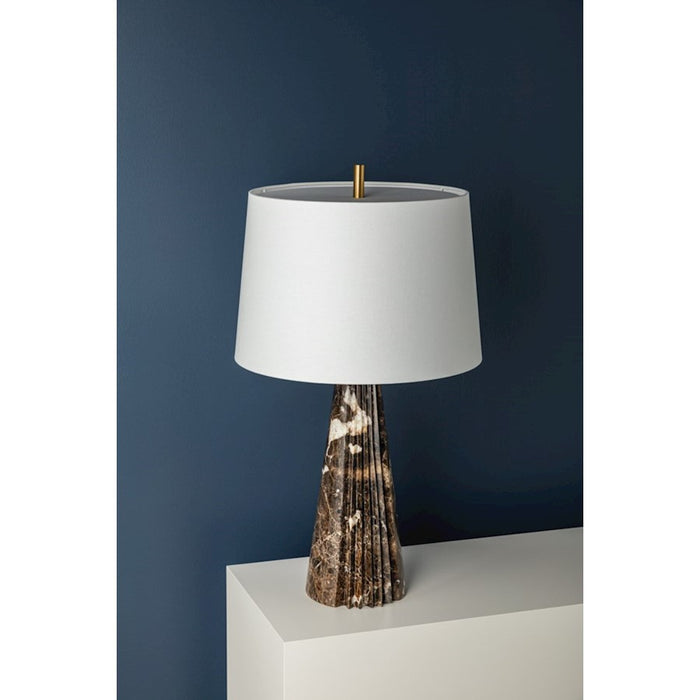Hudson Valley Fanny 1 Light Table Lamp, Aged Brass/White