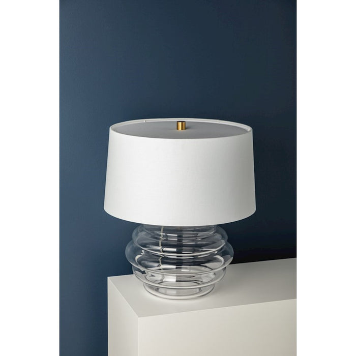 Hudson Valley Oshawa 1 Light Table Lamp, Aged Brass/White