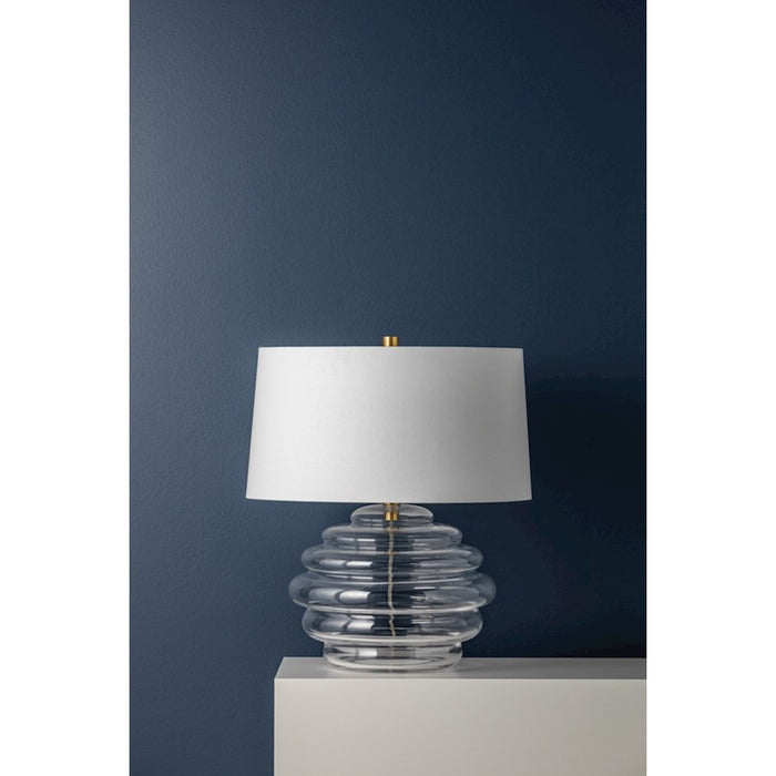 Hudson Valley Oshawa 1 Light Table Lamp, Aged Brass/White