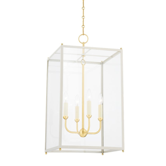Hudson Valley Chaselton 4 Light Lantern, Aged Brass/Off White - MDS1201-AGB-OW