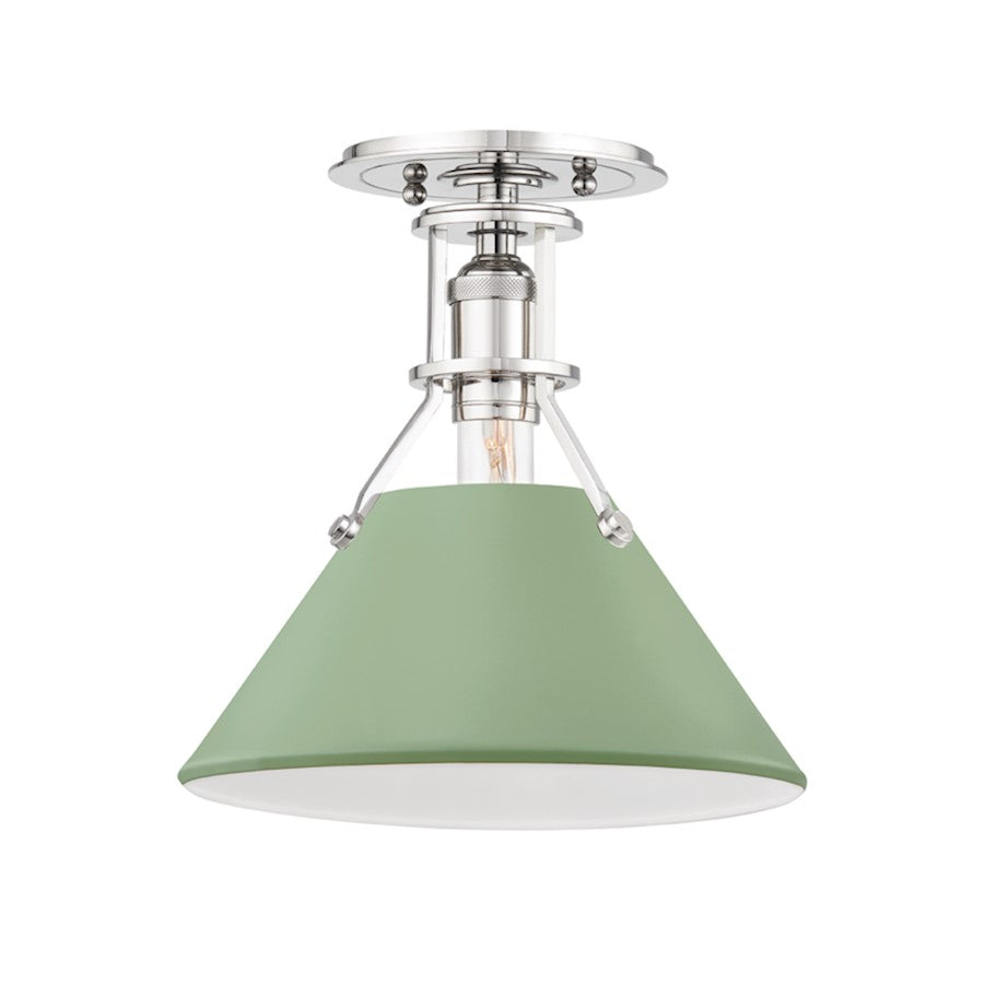 Hudson Valley Painted No.2 1-Lt Semi Flush, Nickel/Green/Green - MDS353-PN-LFG