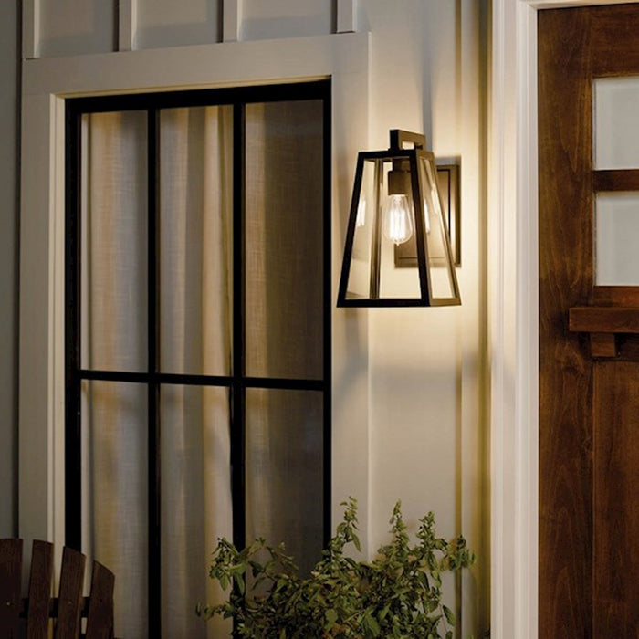 Kichler Delison 1 Light Outdoor Wall Sconce, Black/Clear Tempered