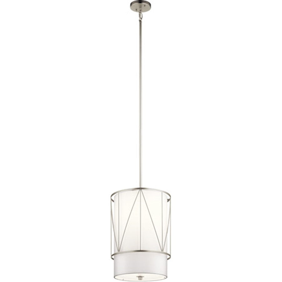 Kichler Birkleigh 18.25" 1 Light Pendant, Satin Etched, Satin Nickel - 52073SN