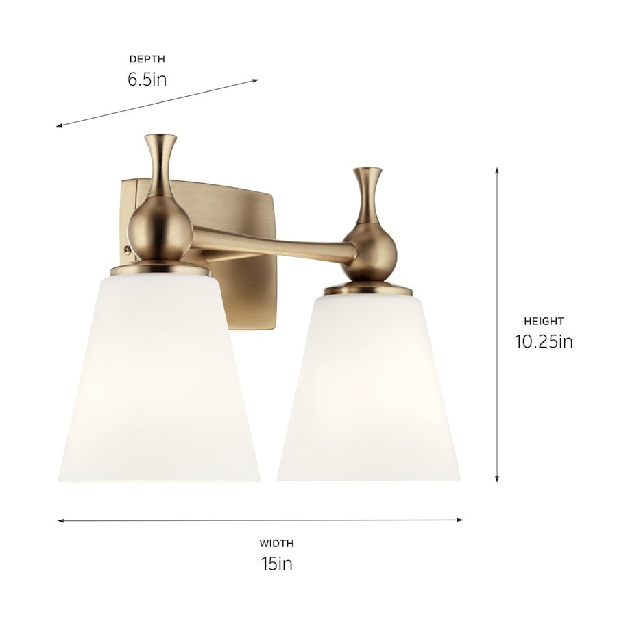 2 Light Bathroom Vanity Light, Champagne Bronze