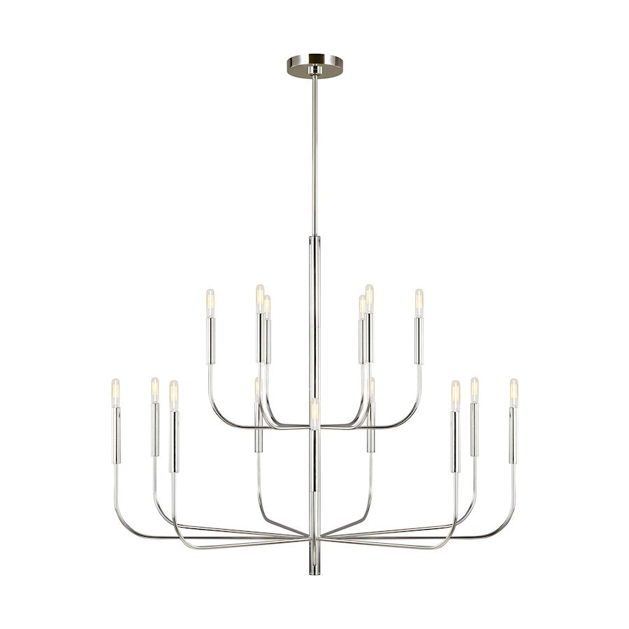 Ellen Brianna 15 Light Two-Tier Chandelier, Polished Nickel - EC10015PN