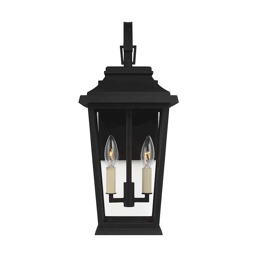 Murray Feiss Warren 2-Light Outdoor Wall Lantern, Black/Clear Glass - OL15401TXB