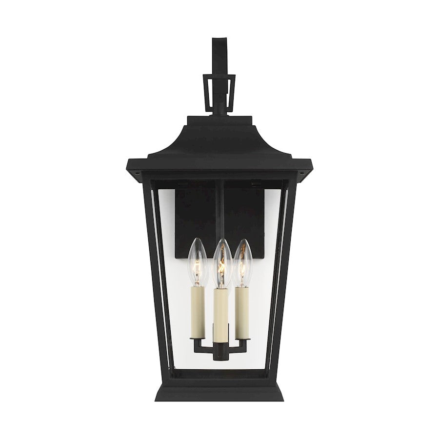 Murray Feiss Warren 3-Light Outdoor Wall Lantern, Black/Clear Glass - OL15402TXB