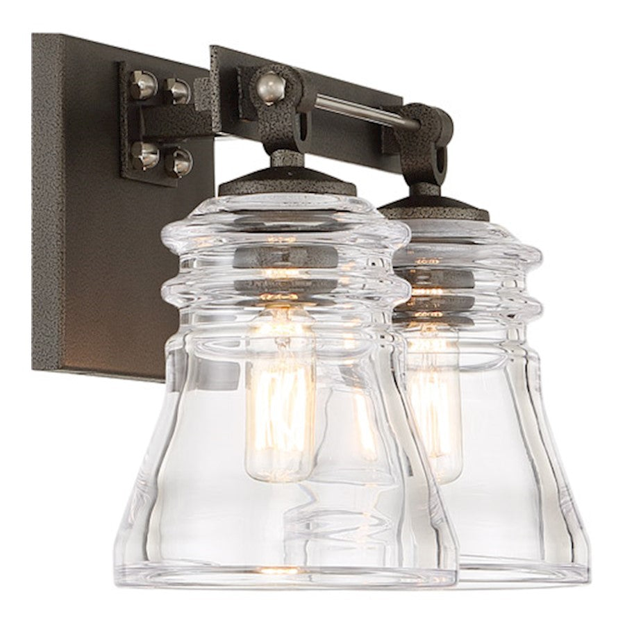 2 Light Bathroom Vanity Light, Smoked Iron