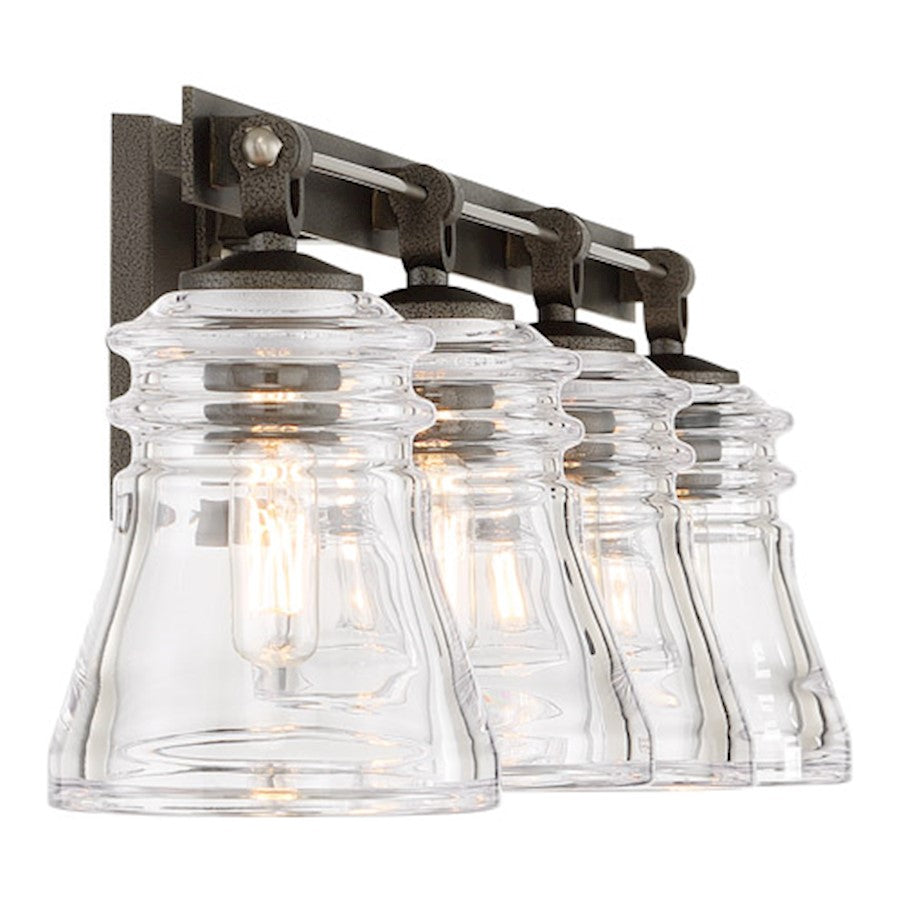 4 Light Bathroom Vanity Light, Smoked Iron