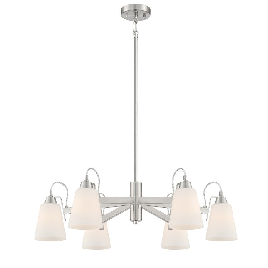 Minka Lavery Beckonridge 6 Light Chandelier, Nickel/Etched Opal - 3996-84
