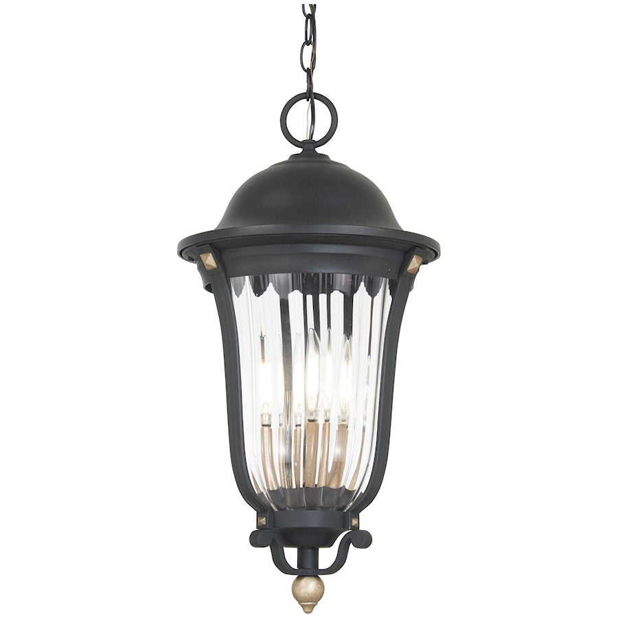 Great Outdoors Peale Street 4 Light Chain Hung, Coal/Gold/Ribbed - 73237-738
