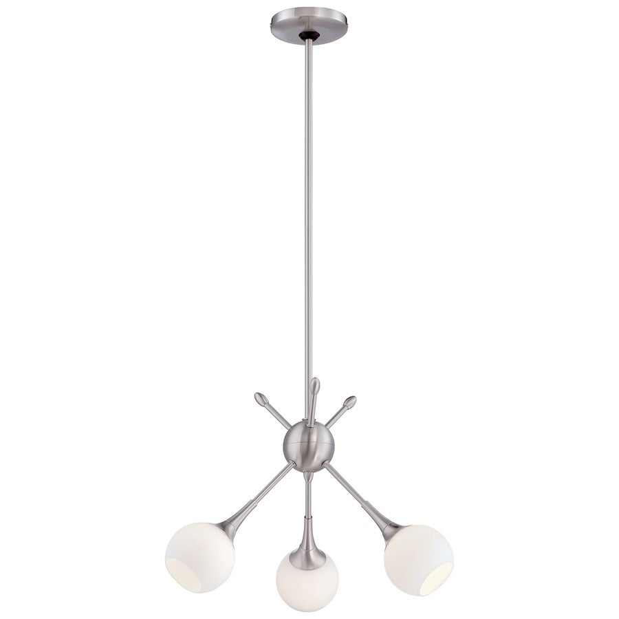 3 Light Mini Chandelier, Brushed Nickel