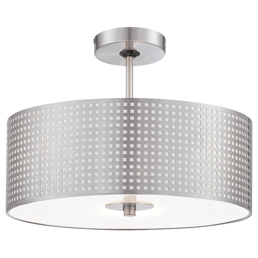 Minka George Kovacs Grid 3 Light Semi Flush Mount, Brushed Nickel