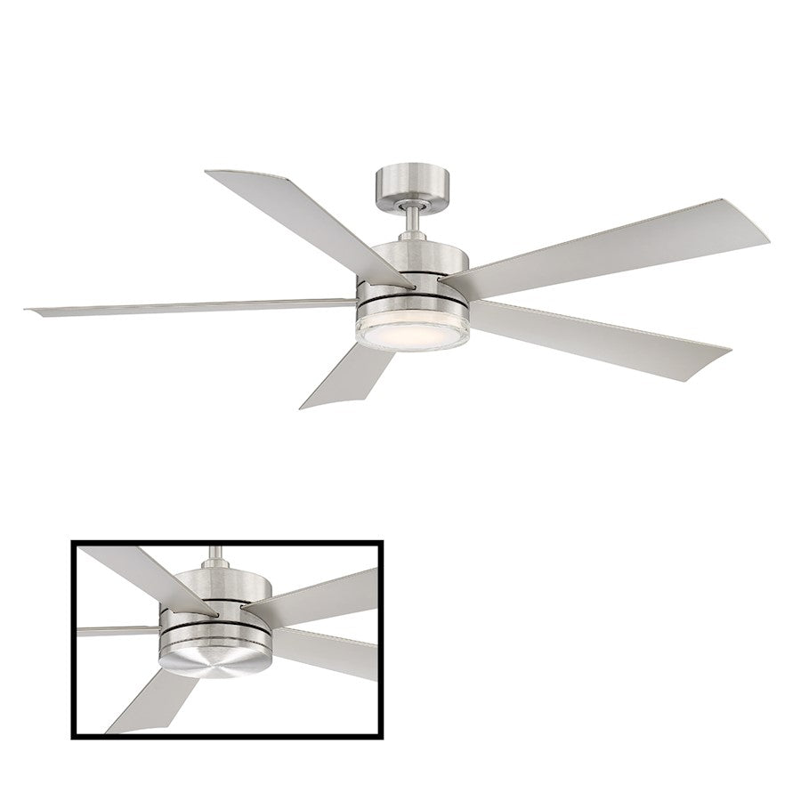 Modern Forms Wynd 1-LT 60", 3500K Ceiling Fan, Steel - FR-W1801-60L-35-SS