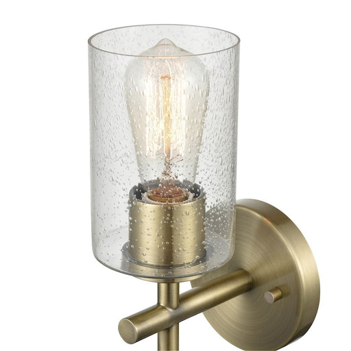 Millennium Lighting 1 Light Wall Sconce, Aged Brass/Clear Seeded - 50011-AB