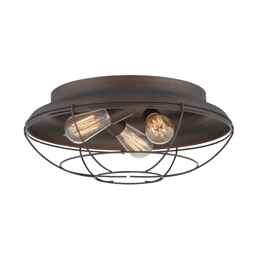 Millennium Lighting Neo-Industrial 3 Light Flushmount, Rubbed Bronze