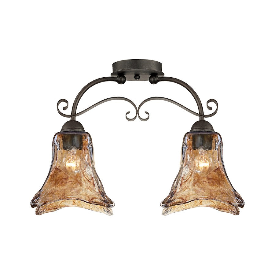 Millennium Lighting Chatsworth 2 Light Semi Flush Mount, Gold