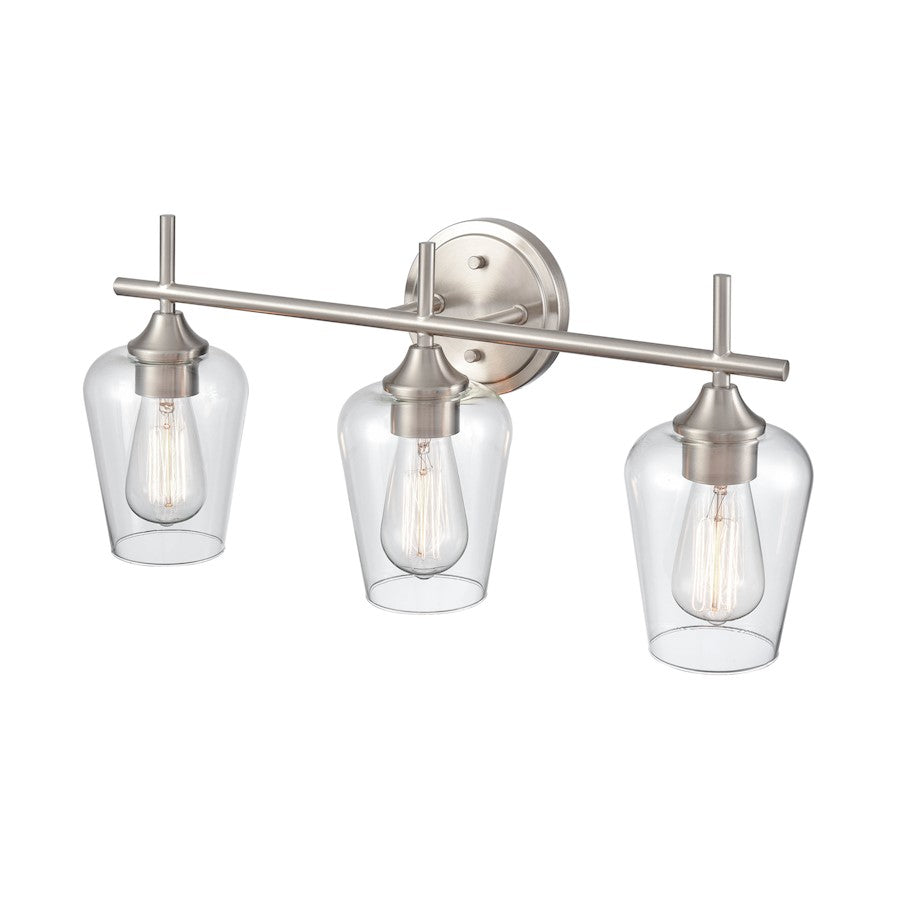 3 Light Bathroom Vanity Light, Brushed Nickel