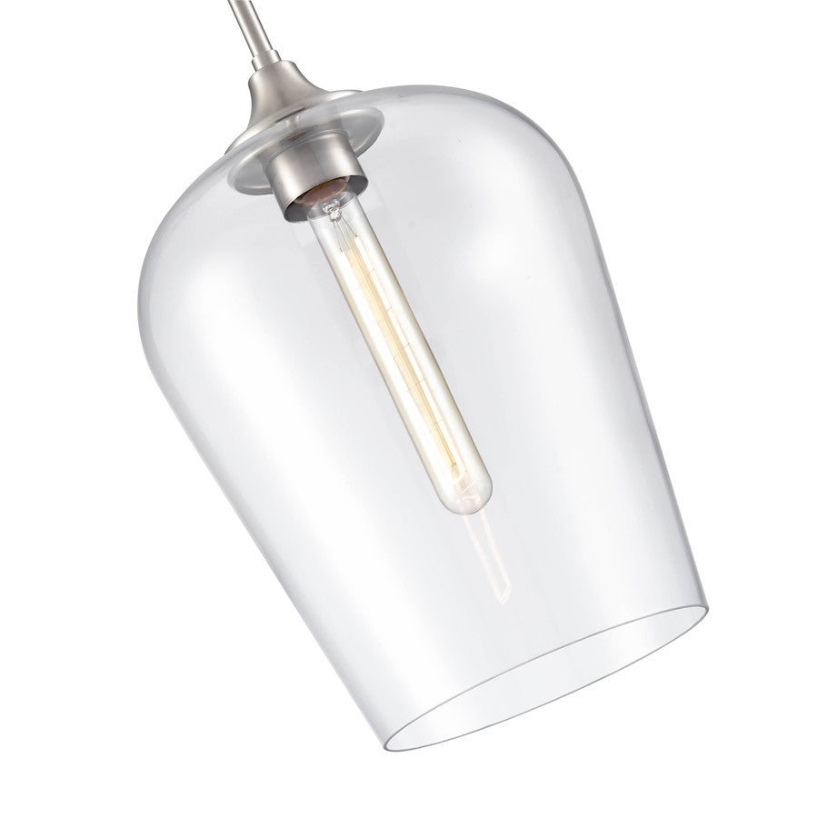 1 Light Mini Pendant, Nickel/Clear