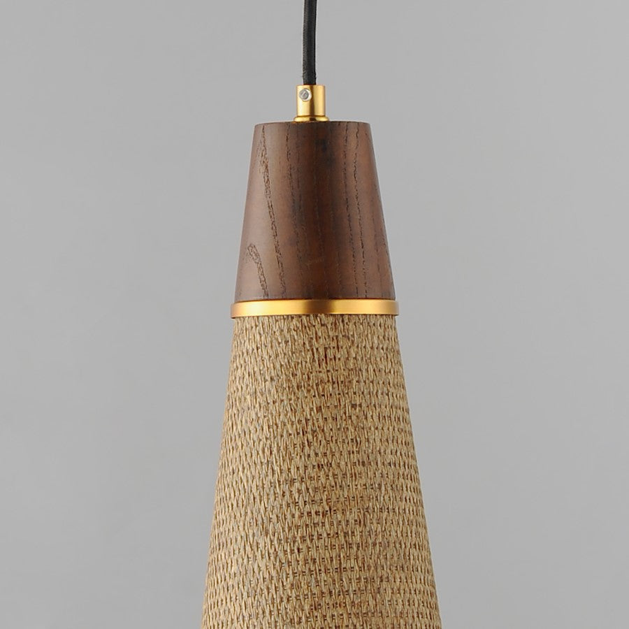 1 Light 7" Elogated Pendant, Brass