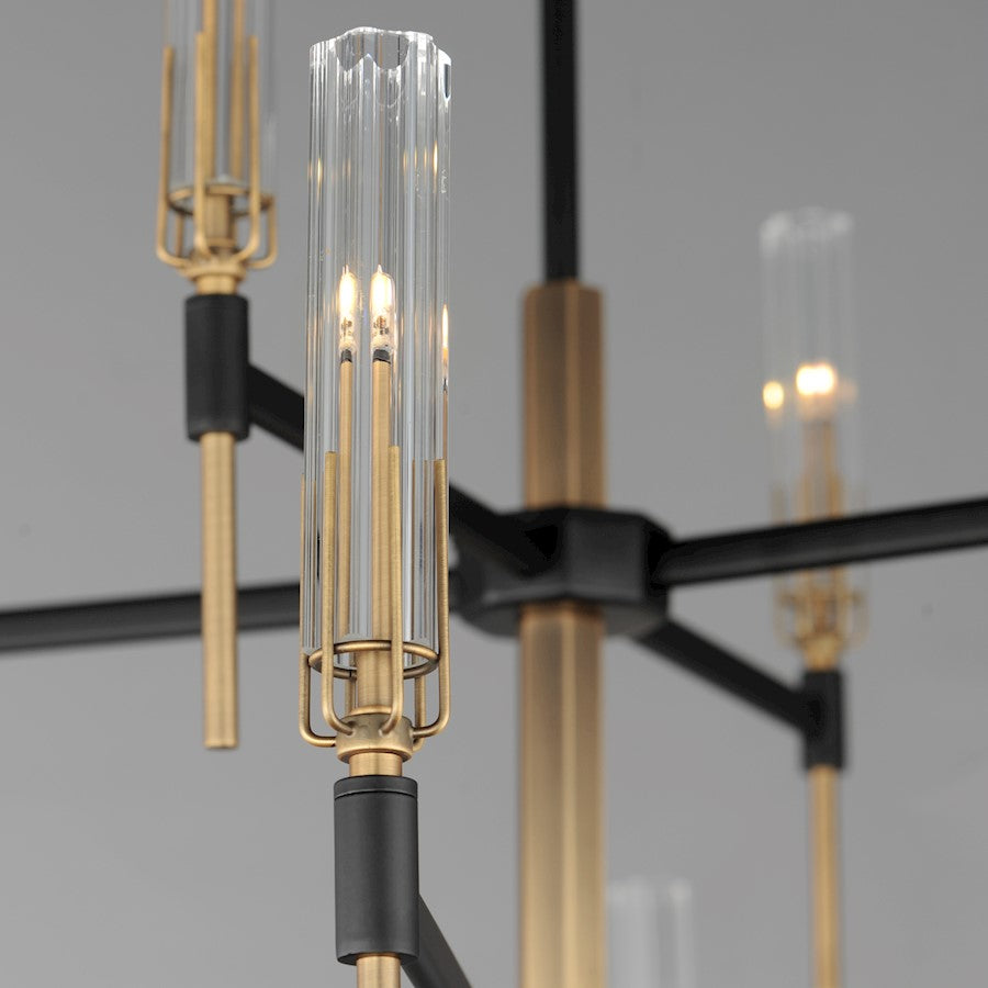 12 Light, 2 Tier Chandelier, Black