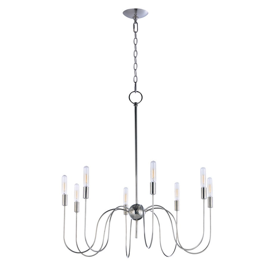8 Light Chandelier, Polished Nickel