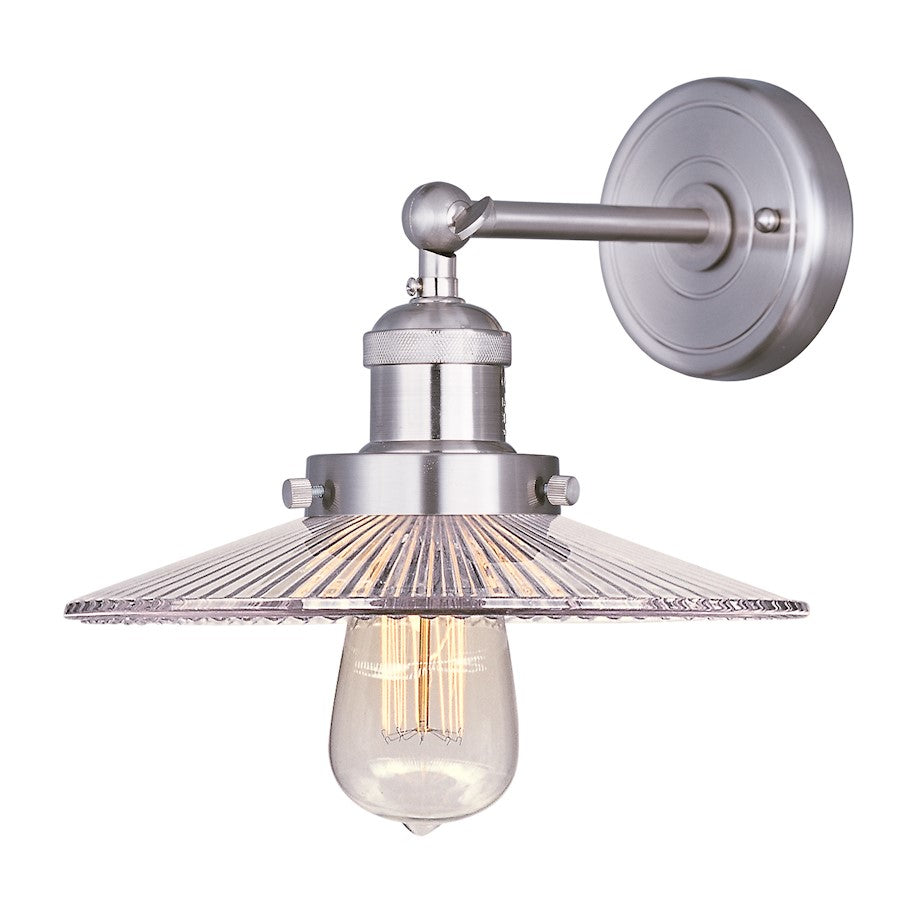 1 Light Wall Sconce, Clear Glass Shade