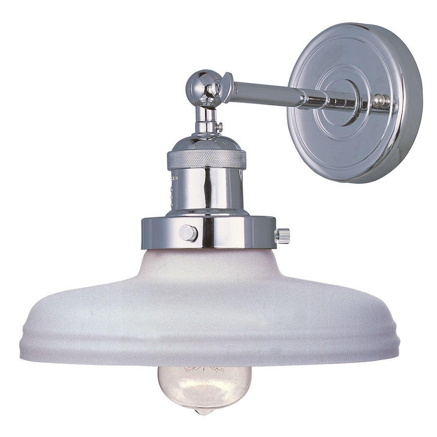 1 Light Wall Sconce, Satin White Shade