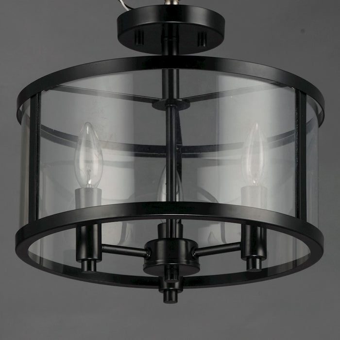 Maxim Lighting Sentinel 3 Light Semi Flush, Black/Clear