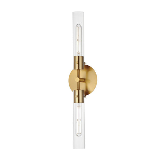 Maxim Lighting Equilibrium 2 Light Wall Sconce, Aged Brass/Clear - 26370CLNAB