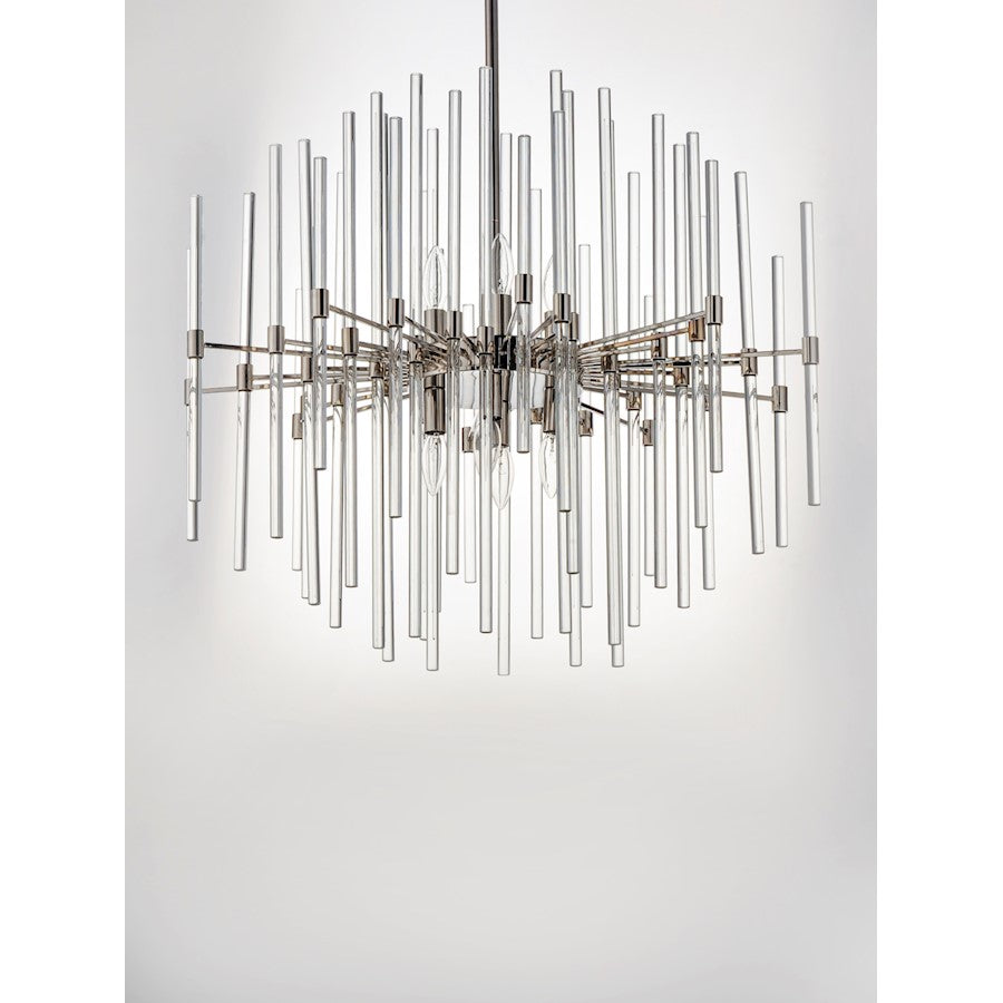 8 Light Chandelier, Polished Nickel