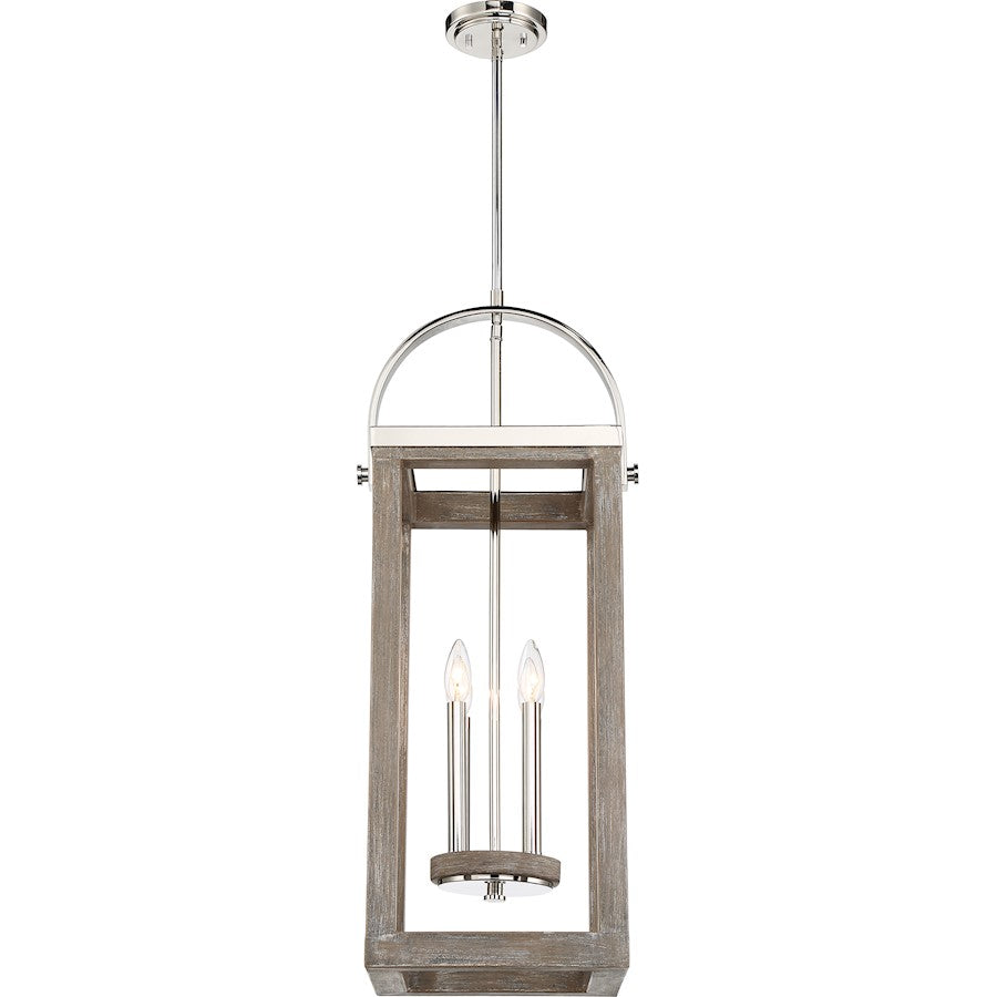 Nuvo Lighting Bliss 4 Light Pendant Driftwood, Polished Nickel Accents - 60-6481