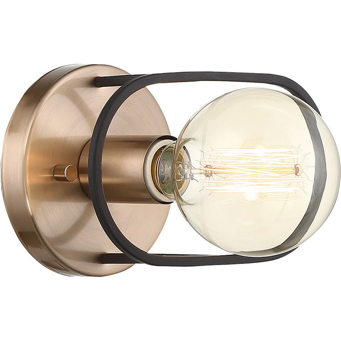 Nuvo Lighting Chassis 1 Light Sconce, Copper Brushed Brass/Black Frame