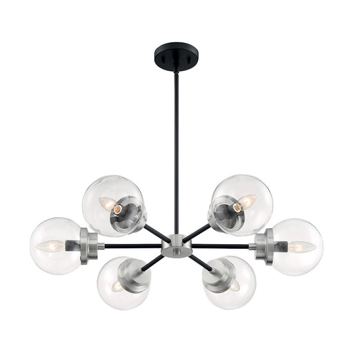 Nuvo Lighting Axis 6 Light Chandelier, Clear, Black/Brushed Nickel - 60-7136