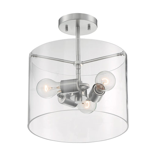 Nuvo Lighting Sommerset 3 Light Semi-Flush, Clear, Brushed Nickel - 60-7178