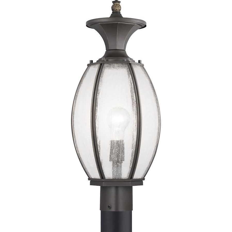 Progress Lighting River Place 1-Light Post Lantern, Seeded/Bronze