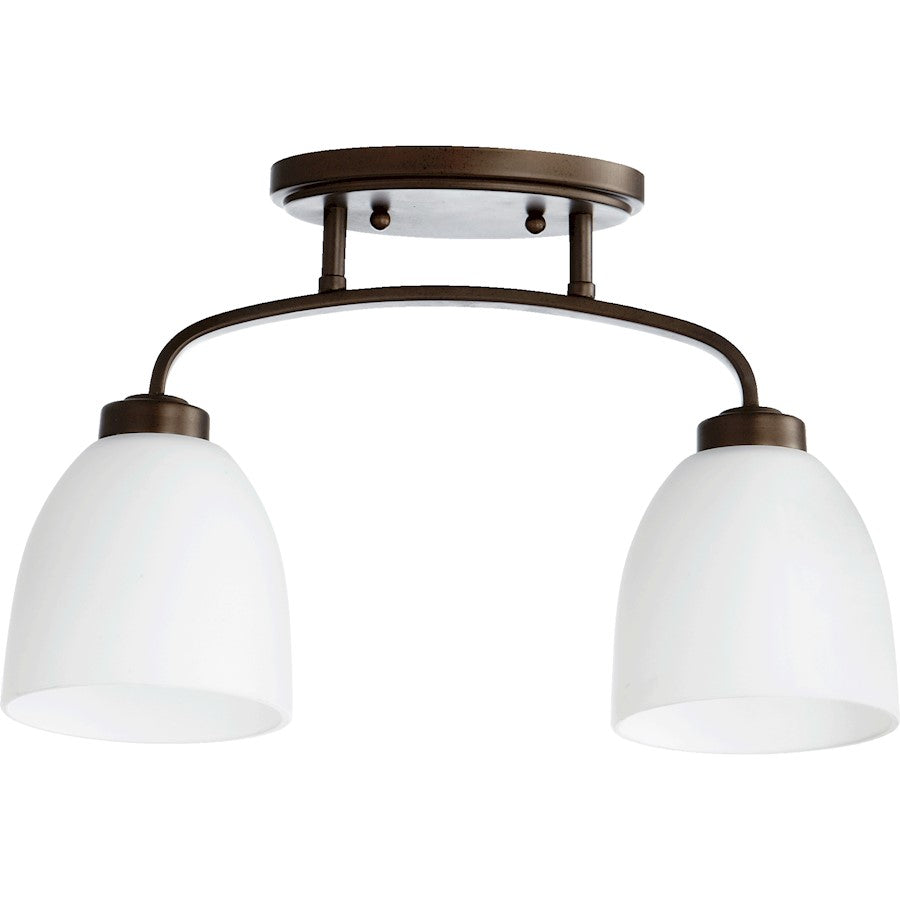 Quorum Reyes 2 Light Flush Mount, Satin Opal