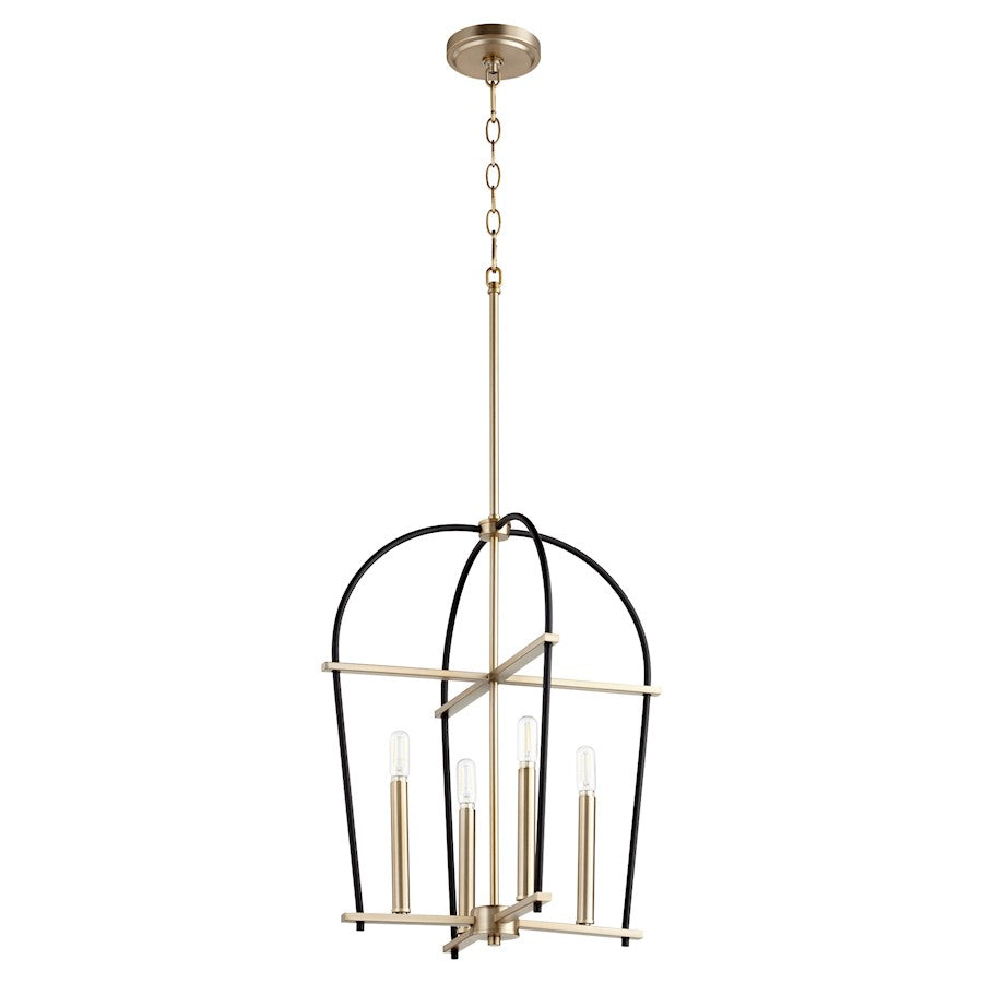 Quorum Espy 4 Light 17.25" Entry, Noir/Aged Brass - 687-4-6980