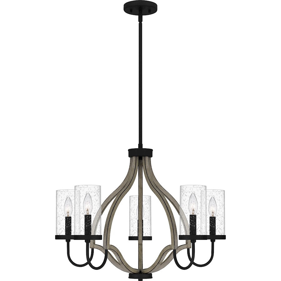 Quoizel Cornelia 5 Light Chandelier, Matte Black/Clear Seedy - CNE5026MBK