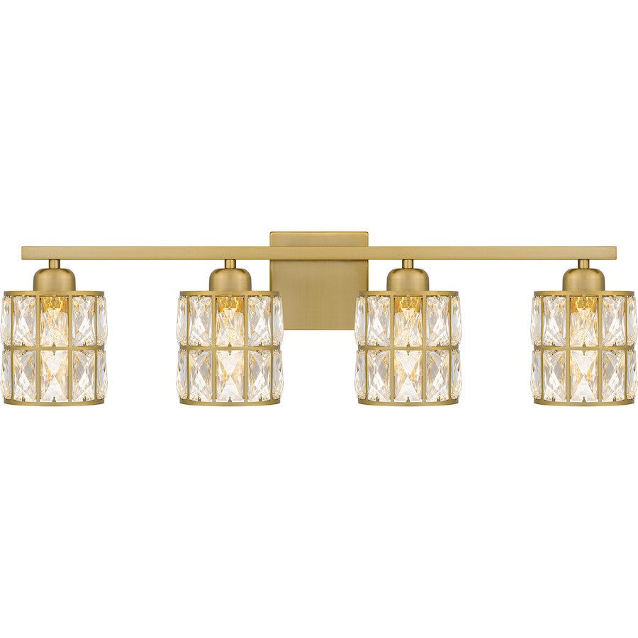 Quoizel Gibson 4 Light Bath Light, Aged Brass/Clear - GIB8630AB
