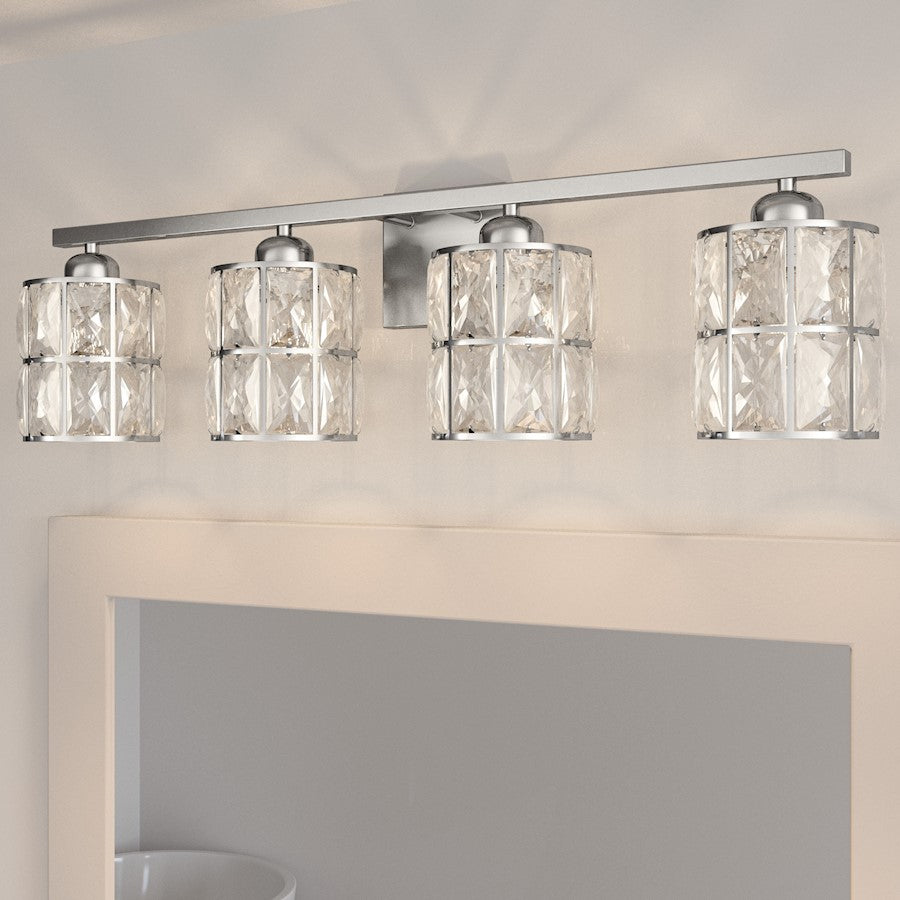 4 Light Bathroom Vanity Light, Polished Chrome