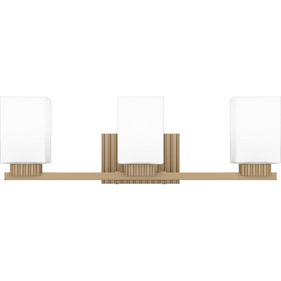 Quoizel Joyner 3 Light Bath Light, Bronze Gold/Opal Etched - JOY8623BGD