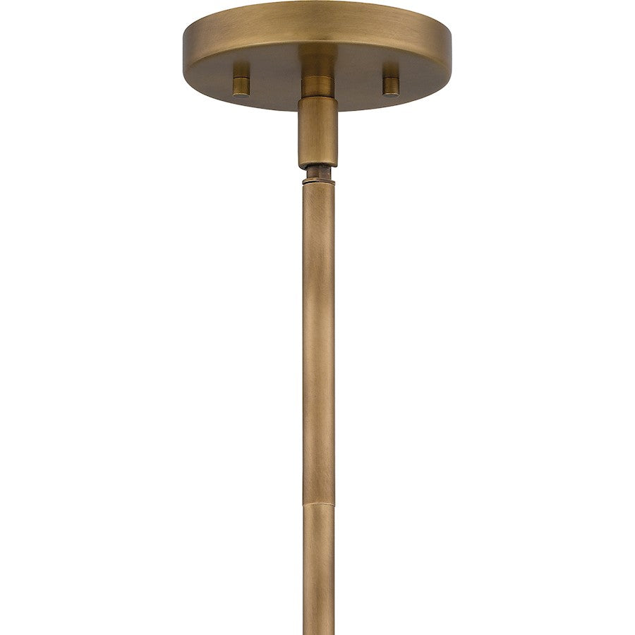 Quoizel Mallory 5 Light Chandelier, Weathered Brass/White Glass